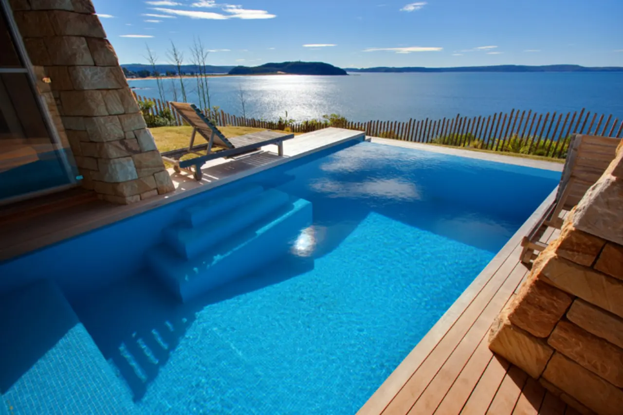 Concrete pool with an ocean view at Whale Beach, by Wright Pools